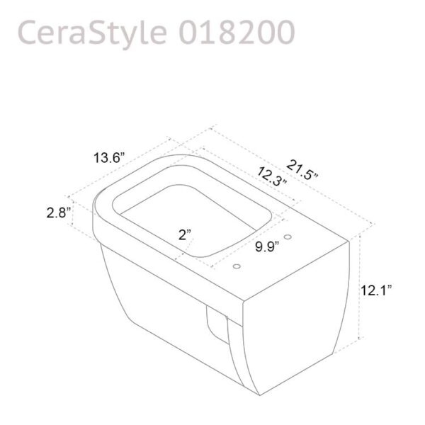 Modern Wall Mount Toilet, Ceramic, Squared