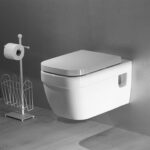 Modern Wall Mount Toilet, Ceramic, Squared