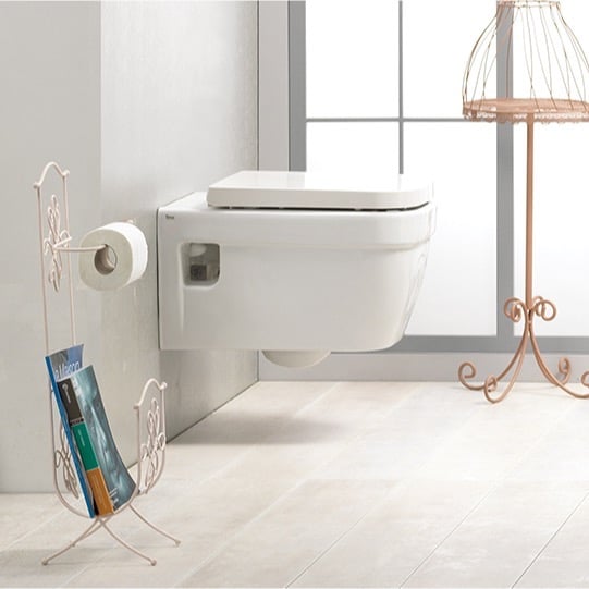 Modern Wall Mount Toilet, Ceramic, Squared