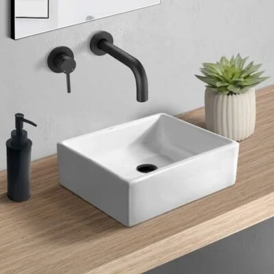 Vessel Sink, Square, White Ceramic