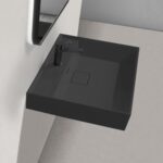 Black Bathroom Sink, Wall Mounted, Ceramic