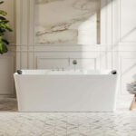 67" Freestanding Rectangle Whirlpool Bathtub with Center Drain