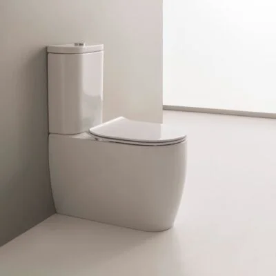 Modern Floor Standing Toilet, Ceramic, Rounded