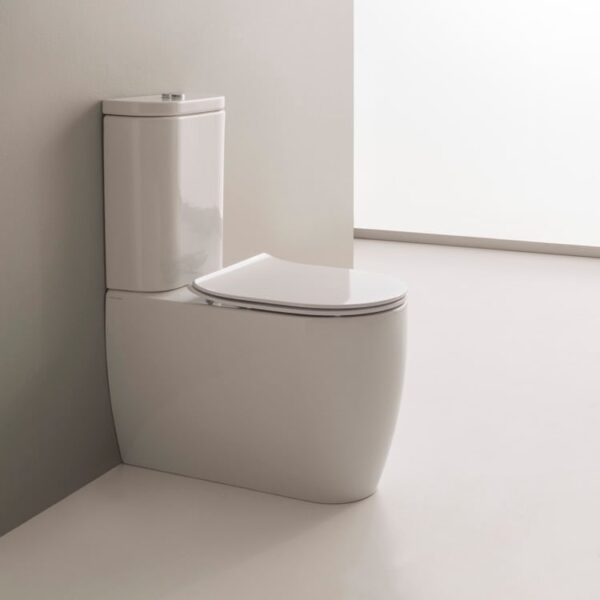 Modern Floor Standing Toilet, Ceramic, Rounded