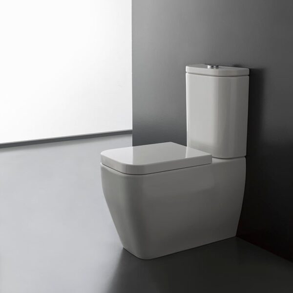 Modern Floor Standing Toilet, Ceramic, Squared